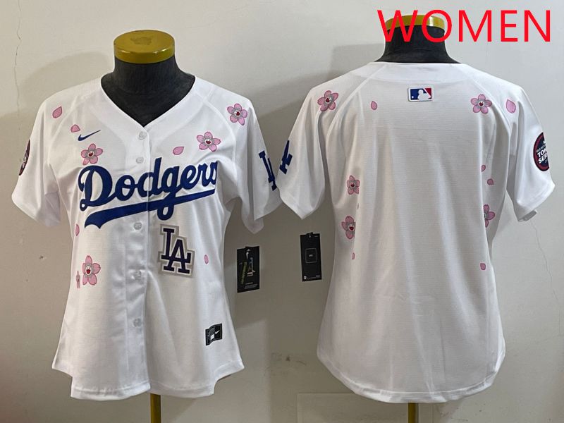 Women Los Angeles Dodgers Blank White Sakura Edition 2025 Nike MLB Jersey style 6